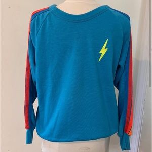 SOLD OUT RARE aviator nation neon blue bolt crew neck